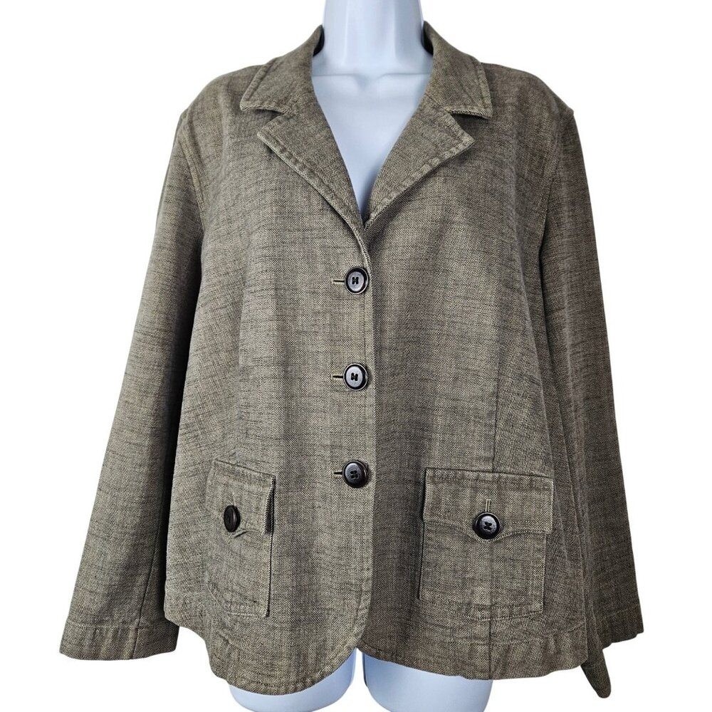 Talbots Vintage-Style Size 16W Womens Button-Down Light Gray Blazer Collar